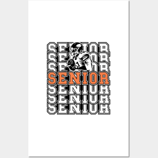 Senior Football Player Grad Retro Sport Tipography 2024 Graduation 2025 Posters and Art